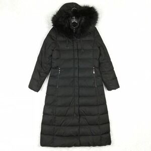 Tahari Womens Coat Nellie Down Puffer Maxi Long Black Faux Fur Trim Hooded M